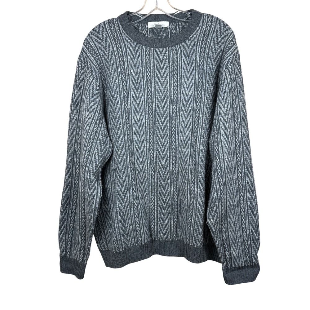 Turnbury Mens Grey Sweater Chevron Cotton Cashmere Size L Australia Quiet Luxury